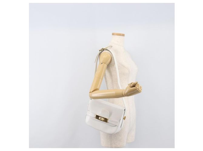 Céline Borsa a spalla CELINE Horse Carriage in pelle bianca e oro Auth 200903 Bianco D'oro - vista 25