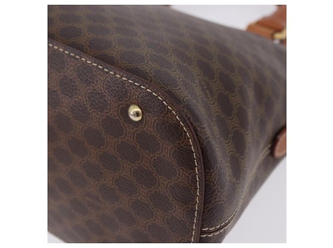 Céline Borsa a mano CELINE Macadam Canvas PVC Leather Brown Gold Auth ka5884 Marrone D'oro - vista 11