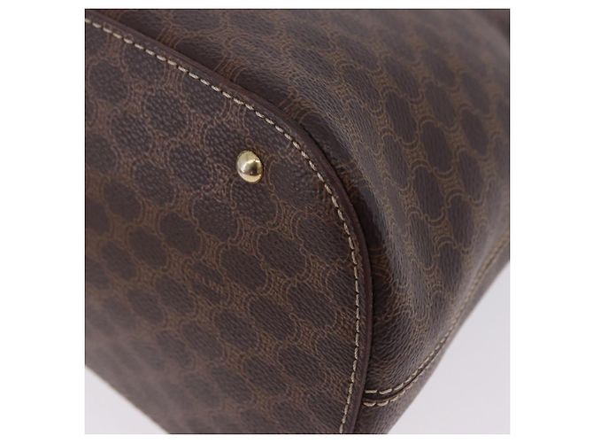 Céline Borsa a mano CELINE Macadam Canvas PVC Leather Brown Gold Auth ka5884 Marrone D'oro - vista 13
