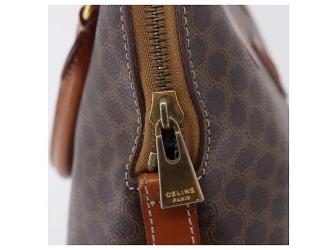 Céline Borsa a mano CELINE Macadam Canvas PVC Leather Brown Gold Auth ka5884 Marrone D'oro - vista 14