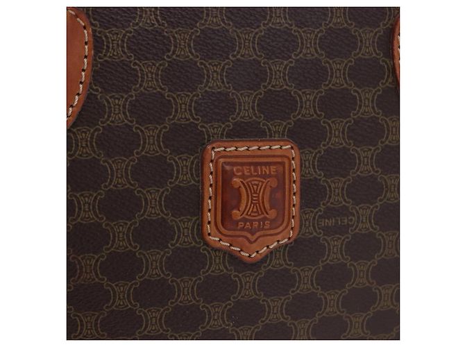 Céline Borsa a mano CELINE Macadam Canvas PVC Leather Brown Gold Auth ka5884 Marrone D'oro - vista 15