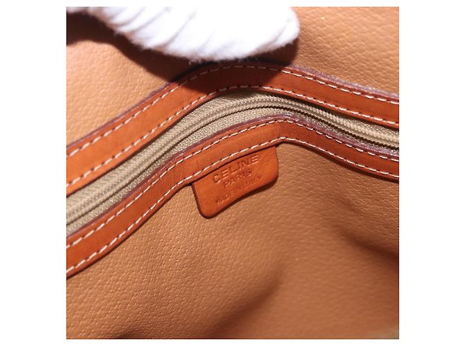 Céline Borsa a mano CELINE Macadam Canvas PVC Leather Brown Gold Auth ka5884 Marrone D'oro - vista 16