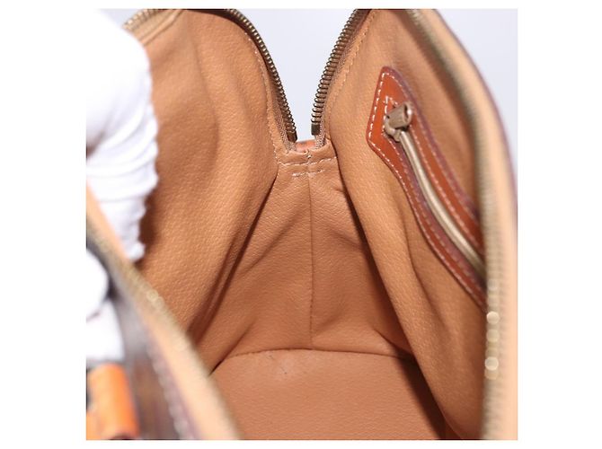 Céline Borsa a mano CELINE Macadam Canvas PVC Leather Brown Gold Auth ka5884 Marrone D'oro - vista 19
