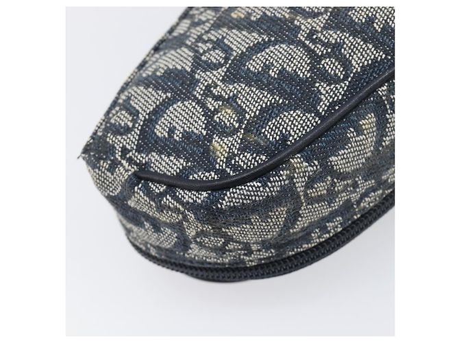 Pouch Saddle in tela Trotter Christian Dior Navy Gold Auth 199228 D'oro Blu navy - vista 11
