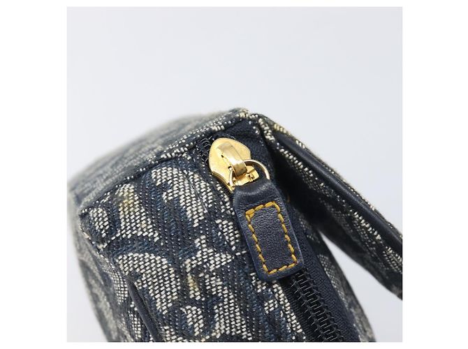 Pouch Saddle in tela Trotter Christian Dior Navy Gold Auth 199228 D'oro Blu navy - vista 14