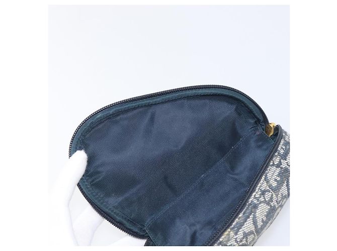 Pouch Saddle in tela Trotter Christian Dior Navy Gold Auth 199228 D'oro Blu navy - vista 15