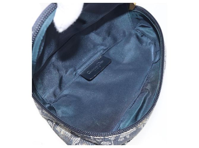 Pouch Saddle in tela Trotter Christian Dior Navy Gold Auth 199228 D'oro Blu navy - vista 17