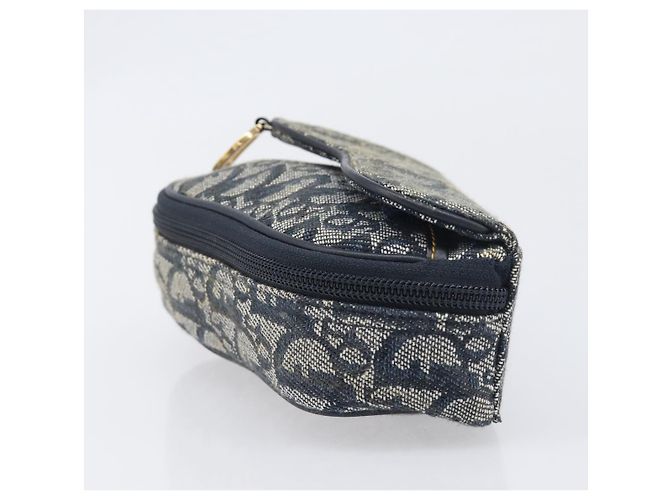 Pouch Saddle in tela Trotter Christian Dior Navy Gold Auth 199228 D'oro Blu navy - vista 4