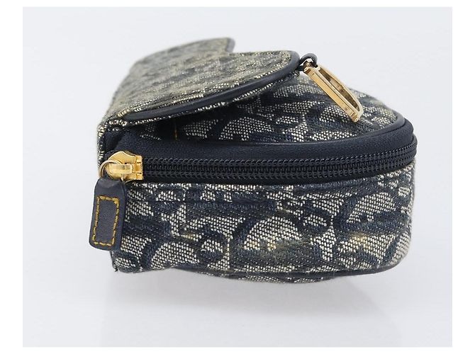 Pouch Saddle in tela Trotter Christian Dior Navy Gold Auth 199228 D'oro Blu navy - vista 5