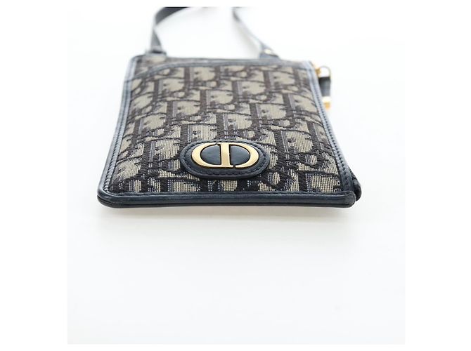 Borsa Christian Dior Trotter Canvas 30 Montaigne Diorissimo Navy Gold Auth 197573M D'oro Blu navy - vista 10