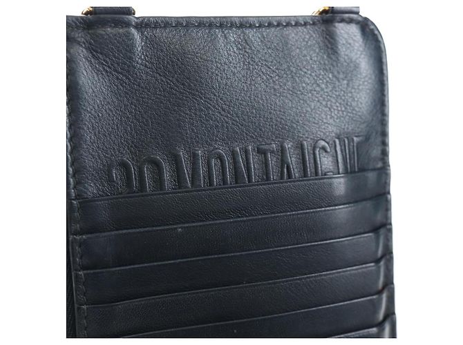 Borsa Christian Dior Trotter Canvas 30 Montaigne Diorissimo Navy Gold Auth 197573M D'oro Blu navy - vista 16