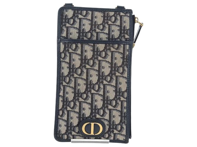 Borsa Christian Dior Trotter Canvas 30 Montaigne Diorissimo Navy Gold Auth 197573M D'oro Blu navy - vista 2