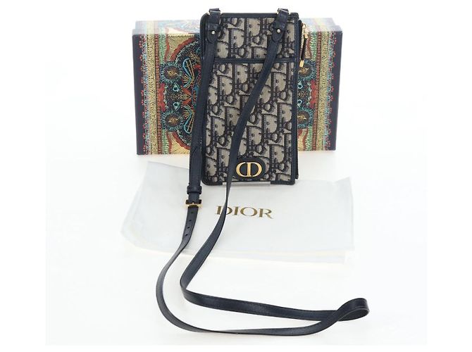 Borsa Christian Dior Trotter Canvas 30 Montaigne Diorissimo Navy Gold Auth 197573M D'oro Blu navy - vista 25