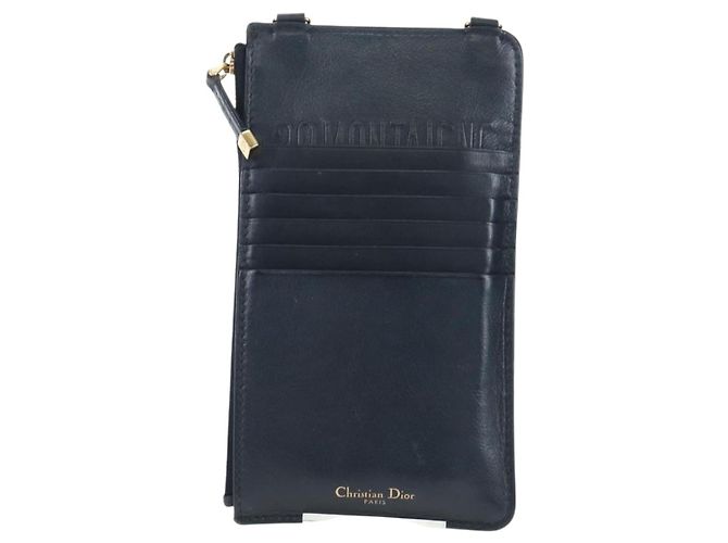 Borsa Christian Dior Trotter Canvas 30 Montaigne Diorissimo Navy Gold Auth 197573M D'oro Blu navy - vista 3