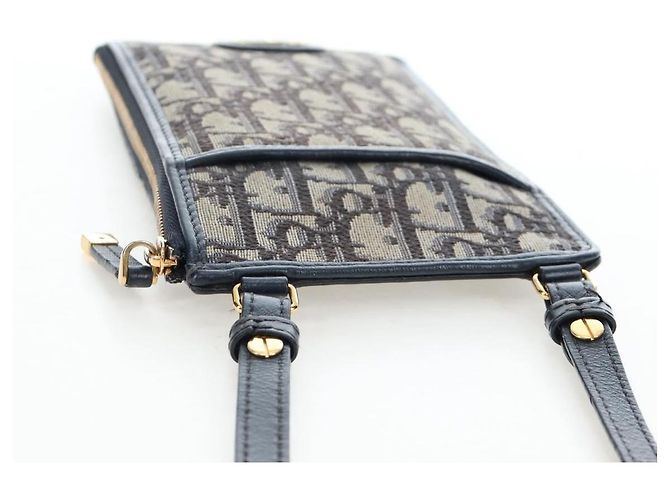Borsa Christian Dior Trotter Canvas 30 Montaigne Diorissimo Navy Gold Auth 197573M D'oro Blu navy - vista 6