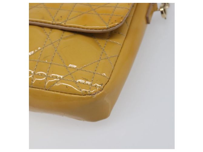 Christian Dior Canage Schultertasche mit Kette aus Lackleder in Gelb Gold Tone Auth ep15798 - Ansicht 10