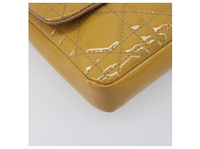 Christian Dior Canage Schultertasche mit Kette aus Lackleder in Gelb Gold Tone Auth ep15798 - Ansicht 11