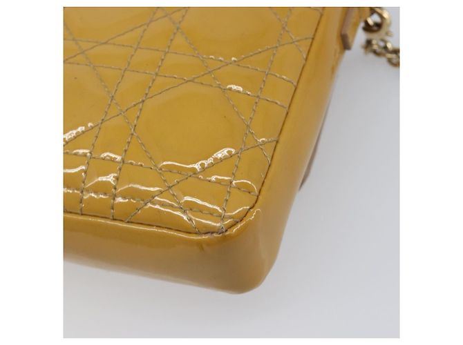 Christian Dior Canage Schultertasche mit Kette aus Lackleder in Gelb Gold Tone Auth ep15798 - Ansicht 12