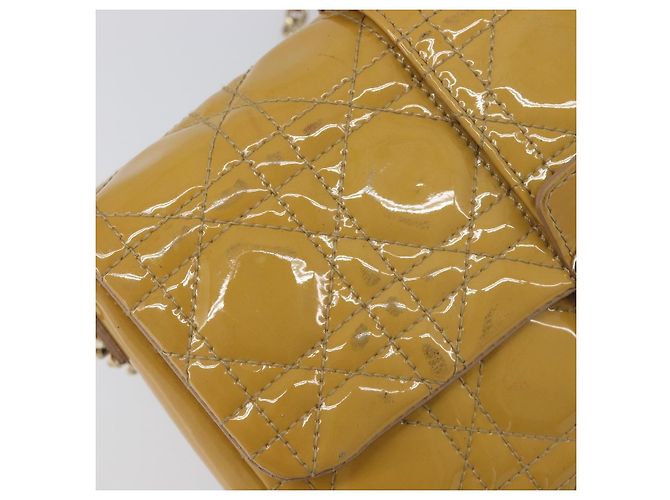 Christian Dior Canage Schultertasche mit Kette aus Lackleder in Gelb Gold Tone Auth ep15798 - Ansicht 16