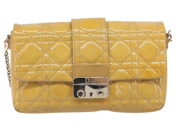Christian Dior Canage Schultertasche mit Kette aus Lackleder in Gelb Gold Tone Auth ep15798 - Ansicht 2