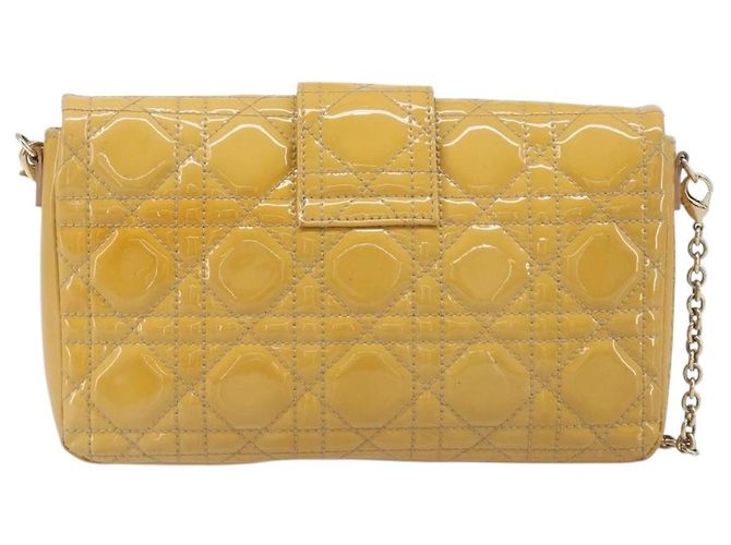 Christian Dior Canage Schultertasche mit Kette aus Lackleder in Gelb Gold Tone Auth ep15798 - Ansicht 3