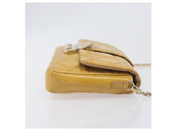 Christian Dior Canage Schultertasche mit Kette aus Lackleder in Gelb Gold Tone Auth ep15798 - Ansicht 4