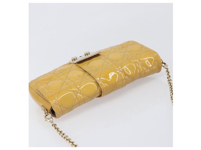 Christian Dior Canage Schultertasche mit Kette aus Lackleder in Gelb Gold Tone Auth ep15798 - Ansicht 6