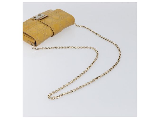 Christian Dior Canage Schultertasche mit Kette aus Lackleder in Gelb Gold Tone Auth ep15798 - Ansicht 7