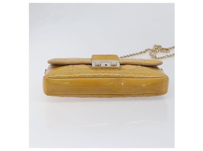 Christian Dior Canage Schultertasche mit Kette aus Lackleder in Gelb Gold Tone Auth ep15798 - Ansicht 9