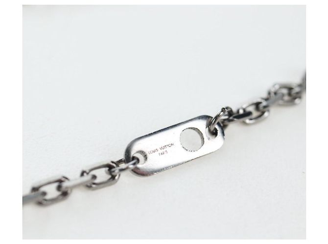 LOUIS VUITTON Collana Iniziali LV Metallo Argento Blu M80208 LV Auth 199075SAM - vista 13