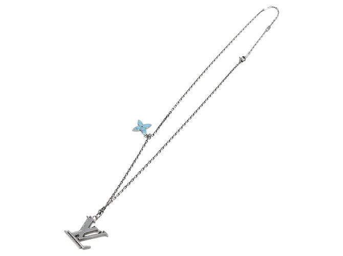 LOUIS VUITTON Collana Iniziali LV Metallo Argento Blu M80208 LV Auth 199075SAM - vista 2