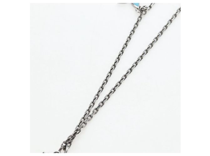 LOUIS VUITTON Collana Iniziali LV Metallo Argento Blu M80208 LV Auth 199075SAM - vista 4