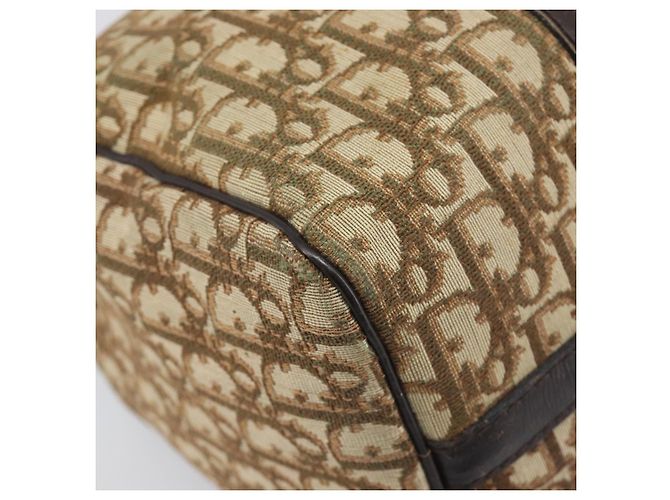 Borsa Boston Christian Dior Trotter Canvas Beige Gold Auth 200928 D'oro - vista 12