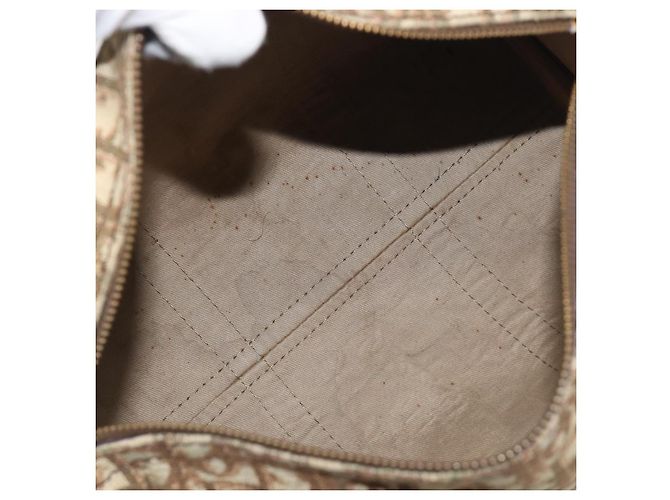 Borsa Boston Christian Dior Trotter Canvas Beige Gold Auth 200928 D'oro - vista 16