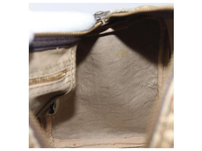 Borsa Boston Christian Dior Trotter Canvas Beige Gold Auth 200928 D'oro - vista 18