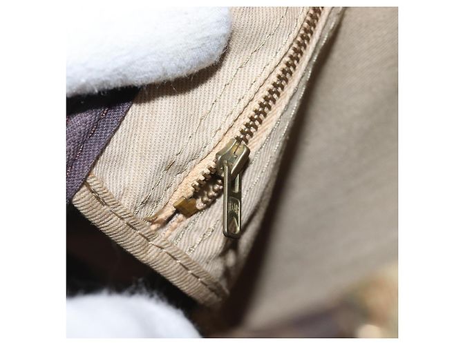 Borsa Boston Christian Dior Trotter Canvas Beige Gold Auth 200928 D'oro - vista 19