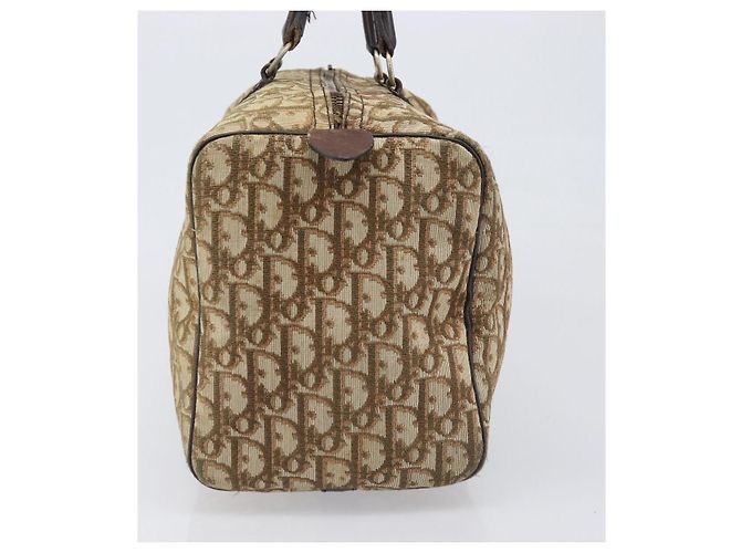 Borsa Boston Christian Dior Trotter Canvas Beige Gold Auth 200928 D'oro - vista 4