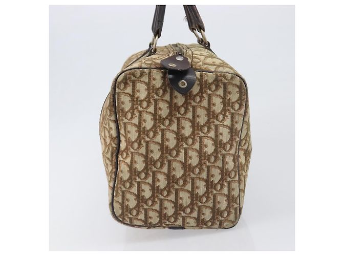 Borsa Boston Christian Dior Trotter Canvas Beige Gold Auth 200928 D'oro - vista 5