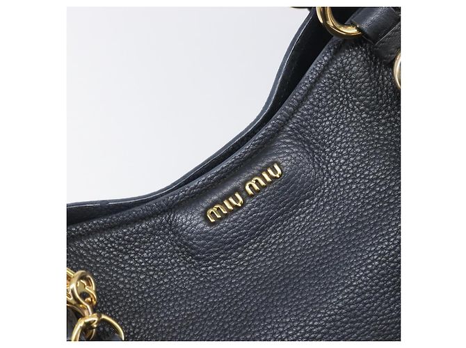 Borsa a mano Miu Miu in pelle 2way Nero Oro Auth 199190A D'oro - vista 16