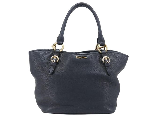 Borsa a mano Miu Miu in pelle 2way Nero Oro Auth 199190A D'oro - vista 2