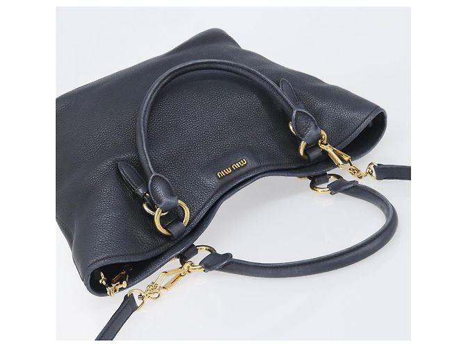 Borsa a mano Miu Miu in pelle 2way Nero Oro Auth 199190A D'oro - vista 6