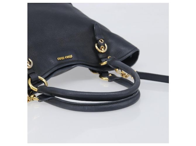 Borsa a mano Miu Miu in pelle 2way Nero Oro Auth 199190A D'oro - vista 7