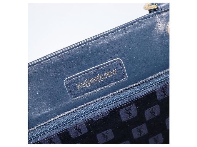 Borsa Tote SAINT LAURENT in pelle Navy Gold Auth 199687 D'oro Blu navy - vista 15
