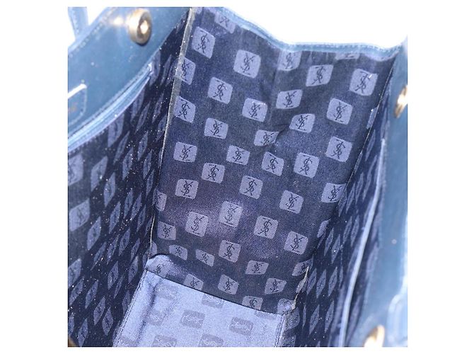 Borsa Tote SAINT LAURENT in pelle Navy Gold Auth 199687 D'oro Blu navy - vista 17