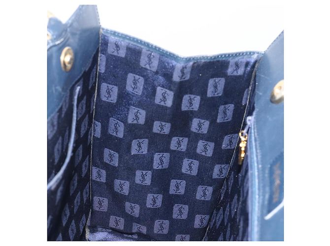 Borsa Tote SAINT LAURENT in pelle Navy Gold Auth 199687 D'oro Blu navy - vista 18