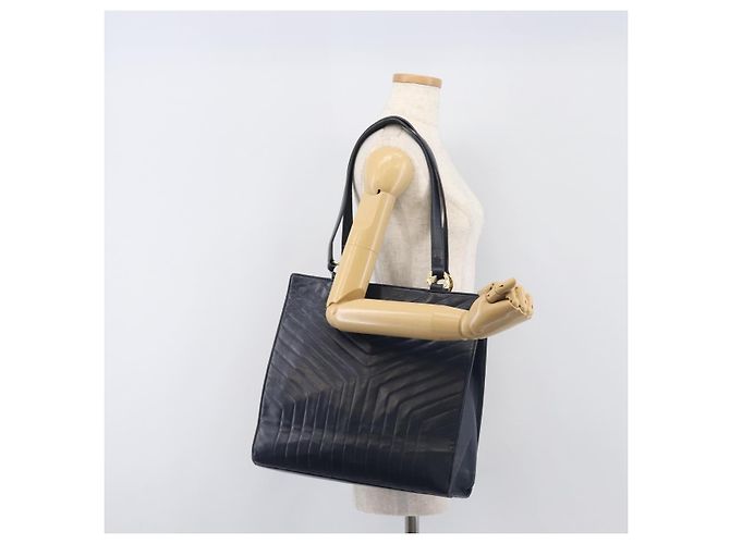 Borsa Tote SAINT LAURENT in pelle Navy Gold Auth 199687 D'oro Blu navy - vista 22