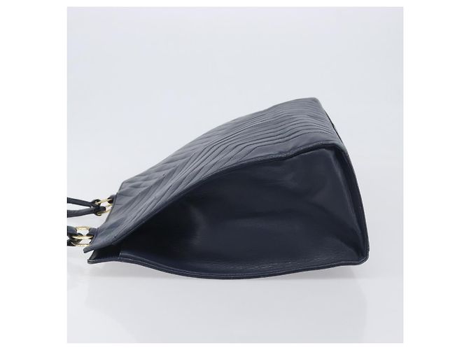 Borsa Tote SAINT LAURENT in pelle Navy Gold Auth 199687 D'oro Blu navy - vista 5