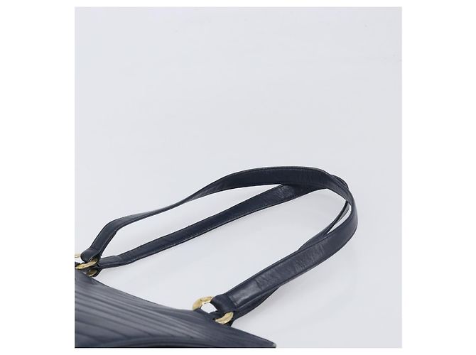 Borsa Tote SAINT LAURENT in pelle Navy Gold Auth 199687 D'oro Blu navy - vista 8