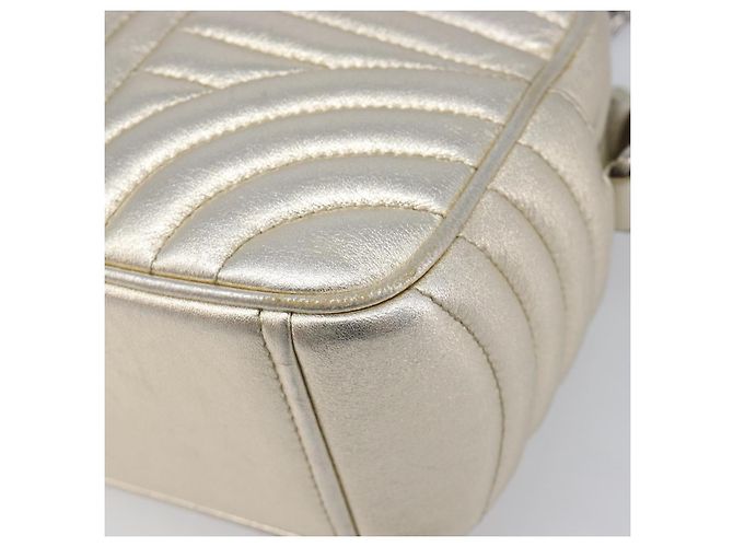 Borsa a tracolla PRADA Diagram Chain in pelle Champagne Gold Auth 196586V D'oro - vista 11