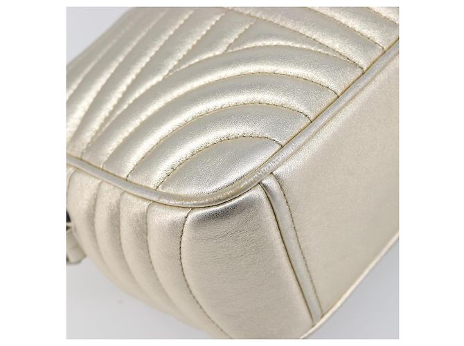 Borsa a tracolla PRADA Diagram Chain in pelle Champagne Gold Auth 196586V D'oro - vista 12